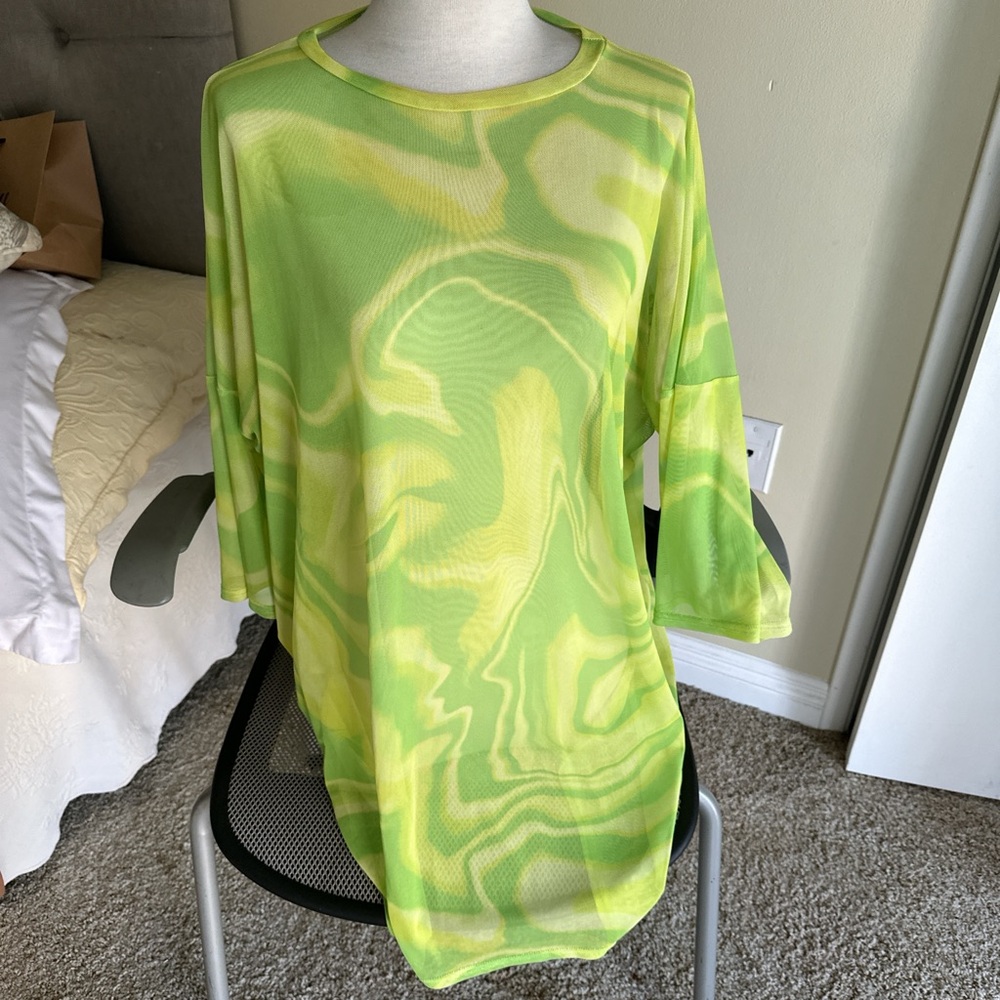Topshop Green Swirl Oversized T-Shirt Dress